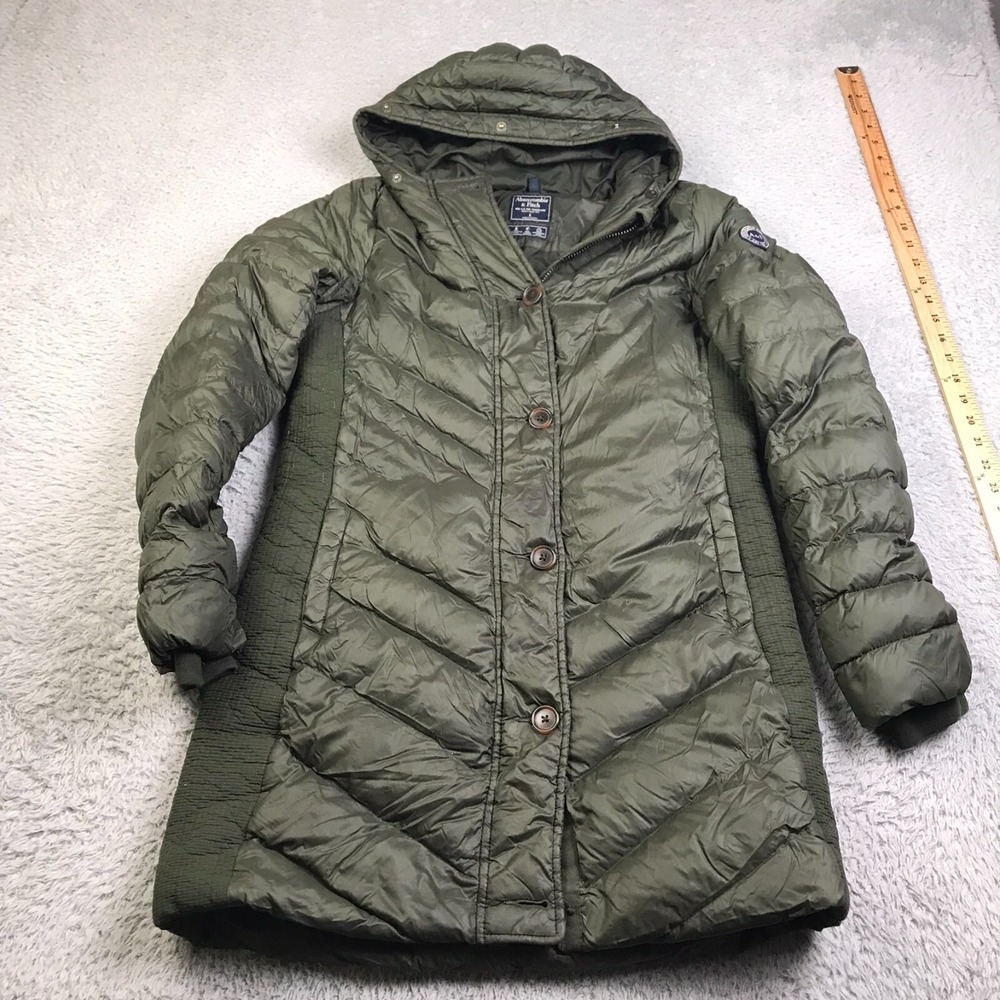 Abercrombie &‎ Fitch Jacket Womens S Olive Down Insulated Puffer Parka Hooded